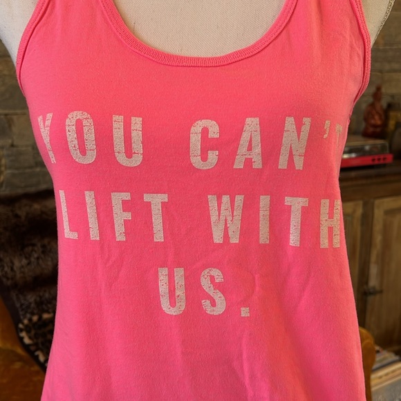 You can't lift with us pink tank top - Picture 2 of 6